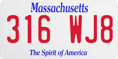 MA license plate 316WJ8