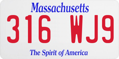 MA license plate 316WJ9