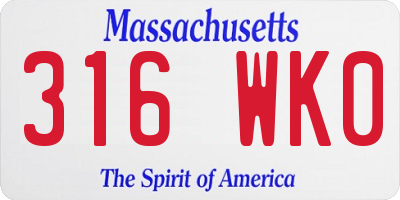 MA license plate 316WK0