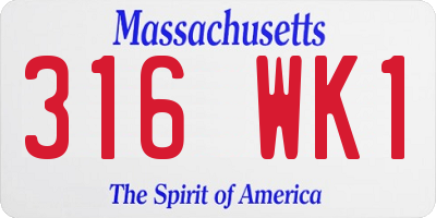 MA license plate 316WK1