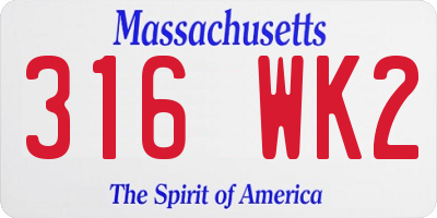 MA license plate 316WK2