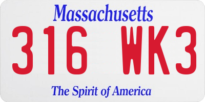 MA license plate 316WK3
