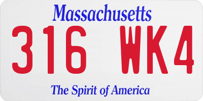 MA license plate 316WK4