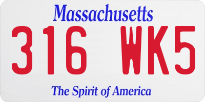 MA license plate 316WK5