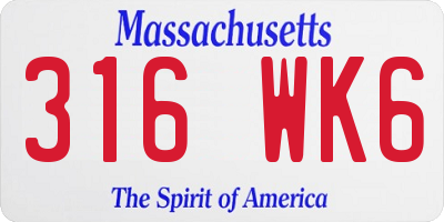 MA license plate 316WK6