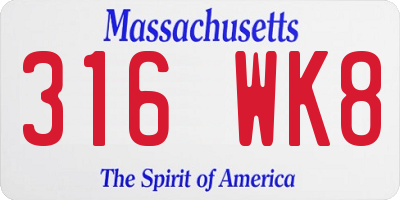 MA license plate 316WK8