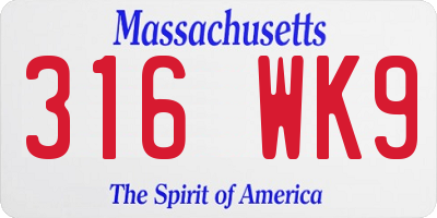 MA license plate 316WK9