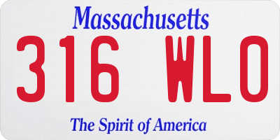 MA license plate 316WL0