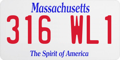 MA license plate 316WL1