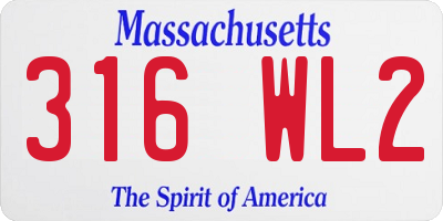 MA license plate 316WL2