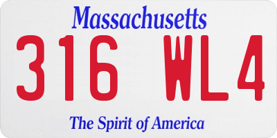 MA license plate 316WL4
