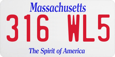 MA license plate 316WL5