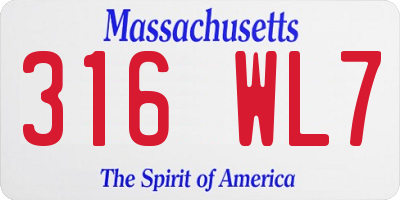 MA license plate 316WL7