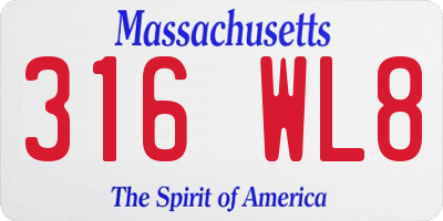 MA license plate 316WL8