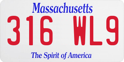 MA license plate 316WL9