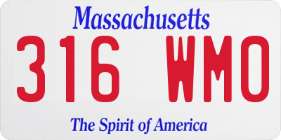 MA license plate 316WM0