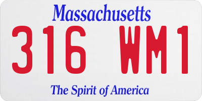MA license plate 316WM1