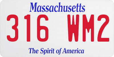 MA license plate 316WM2