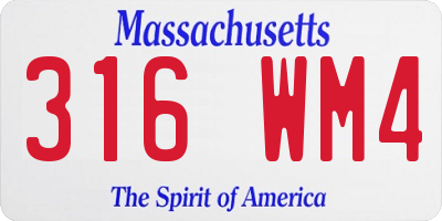 MA license plate 316WM4