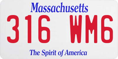 MA license plate 316WM6