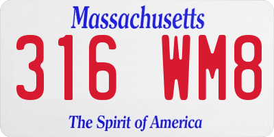 MA license plate 316WM8