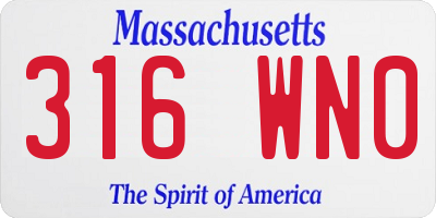 MA license plate 316WN0