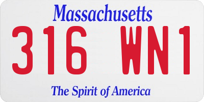 MA license plate 316WN1