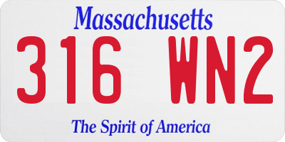MA license plate 316WN2