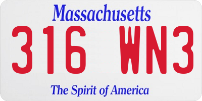 MA license plate 316WN3
