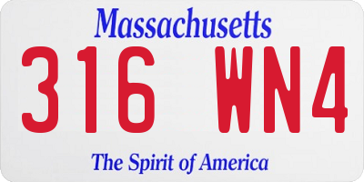 MA license plate 316WN4