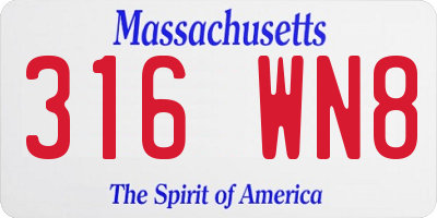 MA license plate 316WN8
