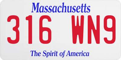 MA license plate 316WN9