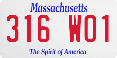 MA license plate 316WO1