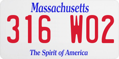 MA license plate 316WO2