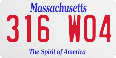 MA license plate 316WO4
