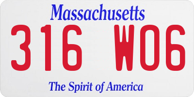 MA license plate 316WO6