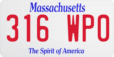 MA license plate 316WP0
