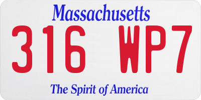 MA license plate 316WP7