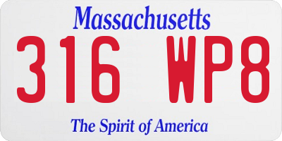 MA license plate 316WP8