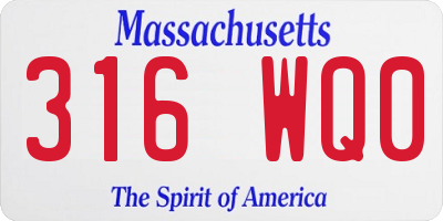 MA license plate 316WQ0