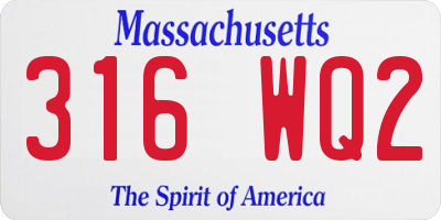 MA license plate 316WQ2
