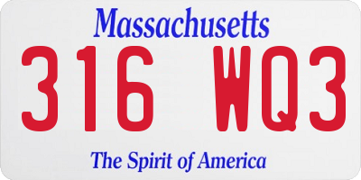 MA license plate 316WQ3