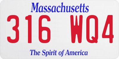 MA license plate 316WQ4