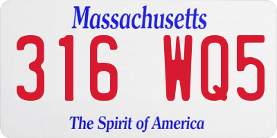 MA license plate 316WQ5
