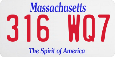 MA license plate 316WQ7