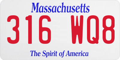 MA license plate 316WQ8
