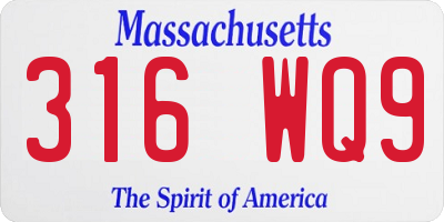 MA license plate 316WQ9