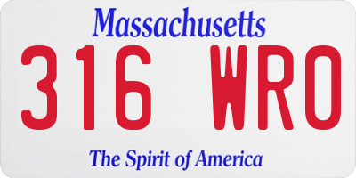 MA license plate 316WR0