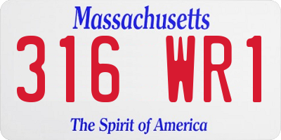MA license plate 316WR1