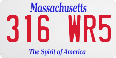 MA license plate 316WR5